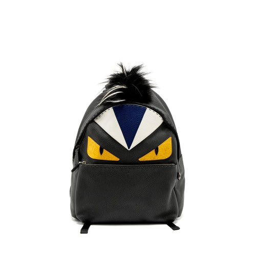 Fendi Large Backpack Calfskin/Fur/Crocodile Black/Multicolour SHW