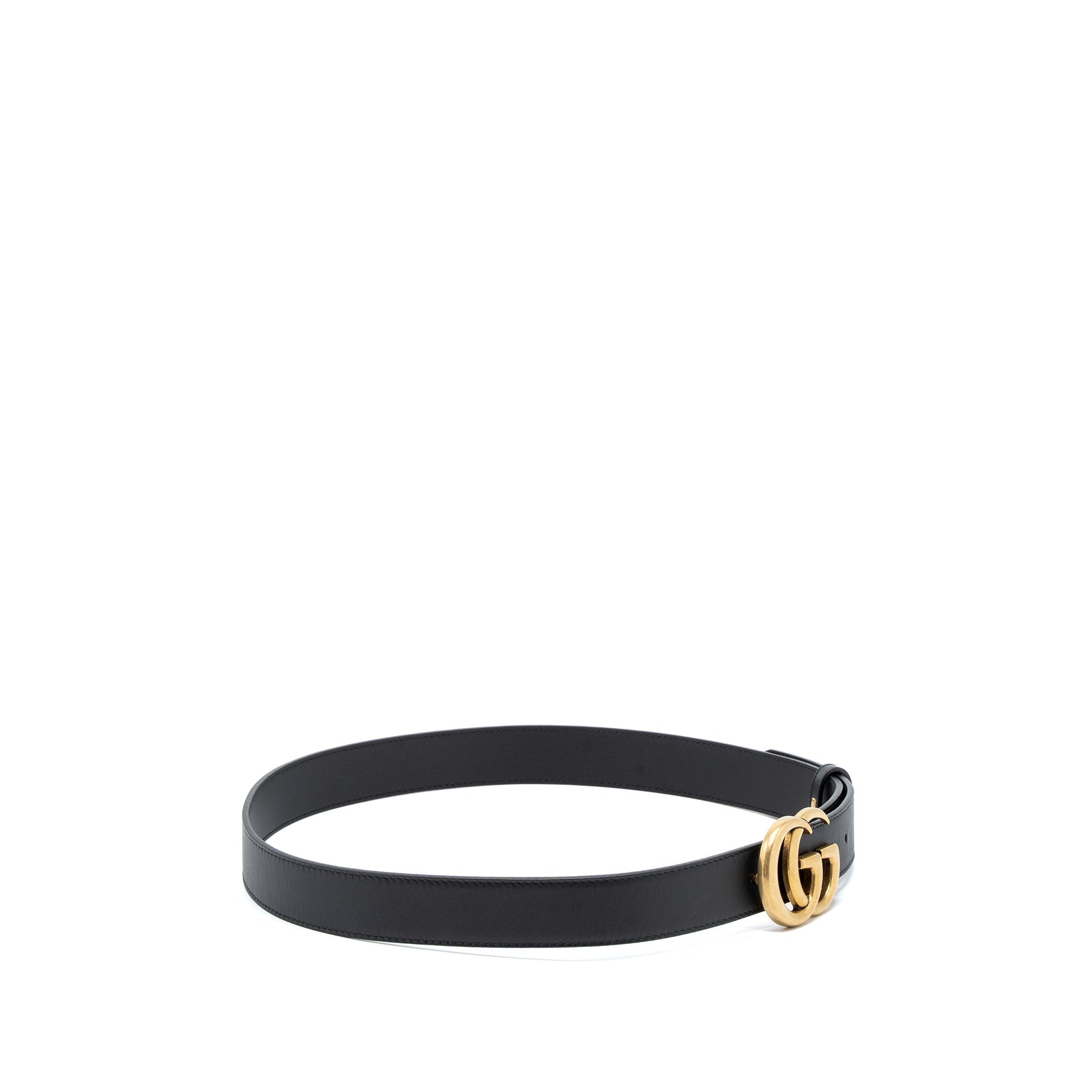 Gucci Size 85 GG Marmont Leather Belt Black GHW