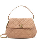 Chanel Round Flap Bag Caviar Dark Beige GHW
