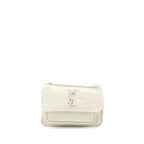 Saint Laurent Niki Baby Chain Bag in Crinkled Calfskin Blanc SHW