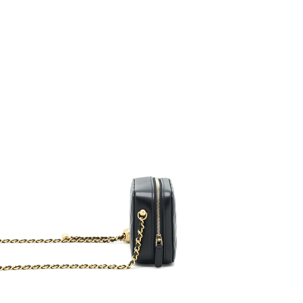 Chanel Pearl Crush Mini Camera Case With Chain Lambskin Black GHW