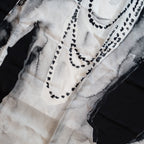 CHANEL 90x90cm Coco Chanel Silk Scarf Black / White