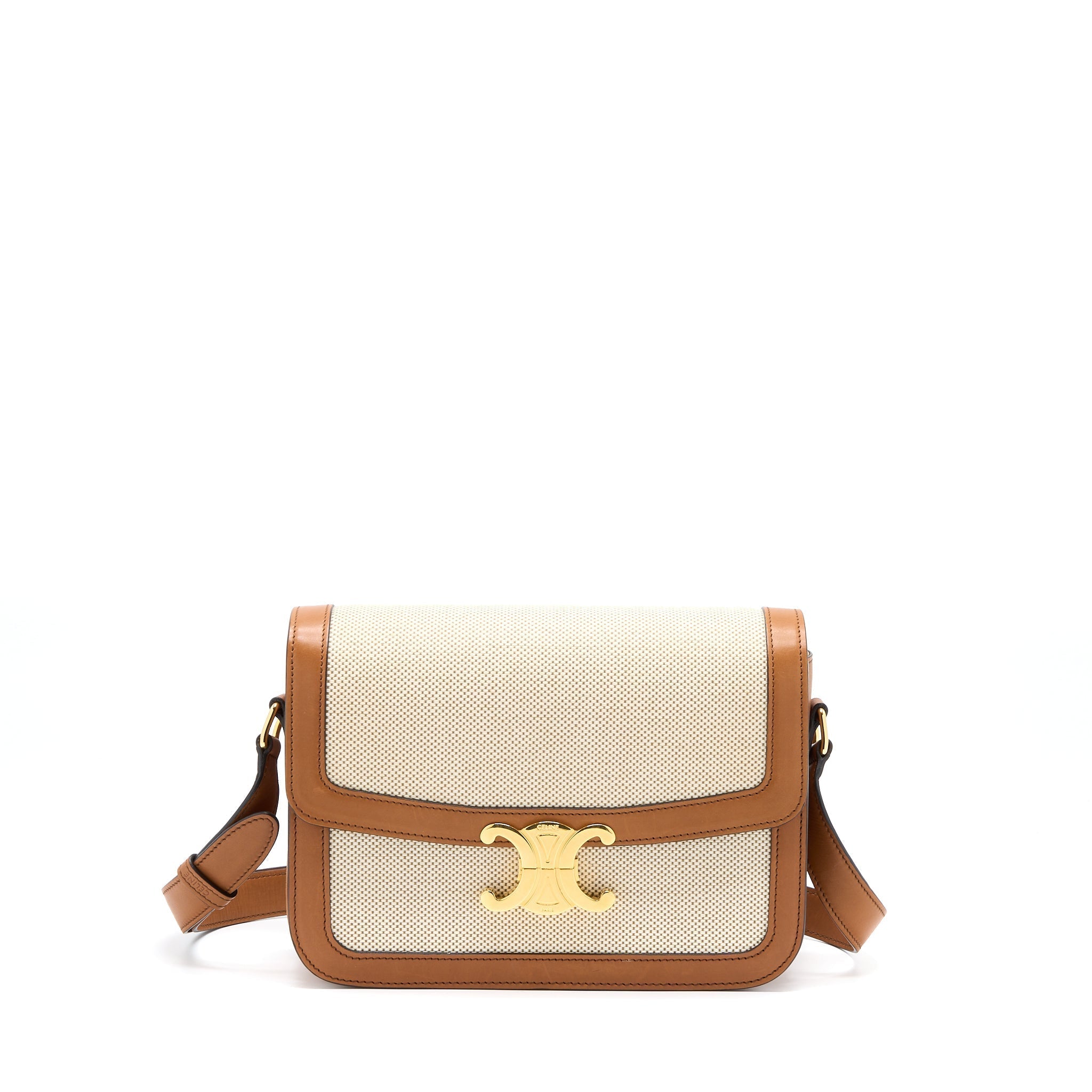 Celine Medium Triomphe Bag in Textile Natural Calfskin