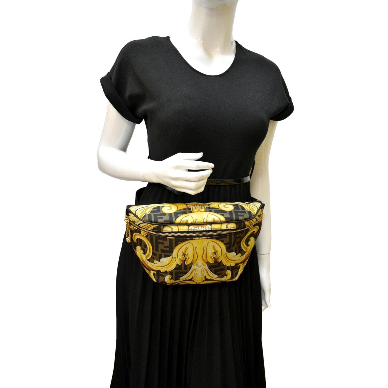 FENDI X Versace FF Baroque Nylon Belt Bag Gold