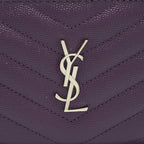 Saint Laurent Quilted Monogram Bi-fold Wallet Dark Purple SHW