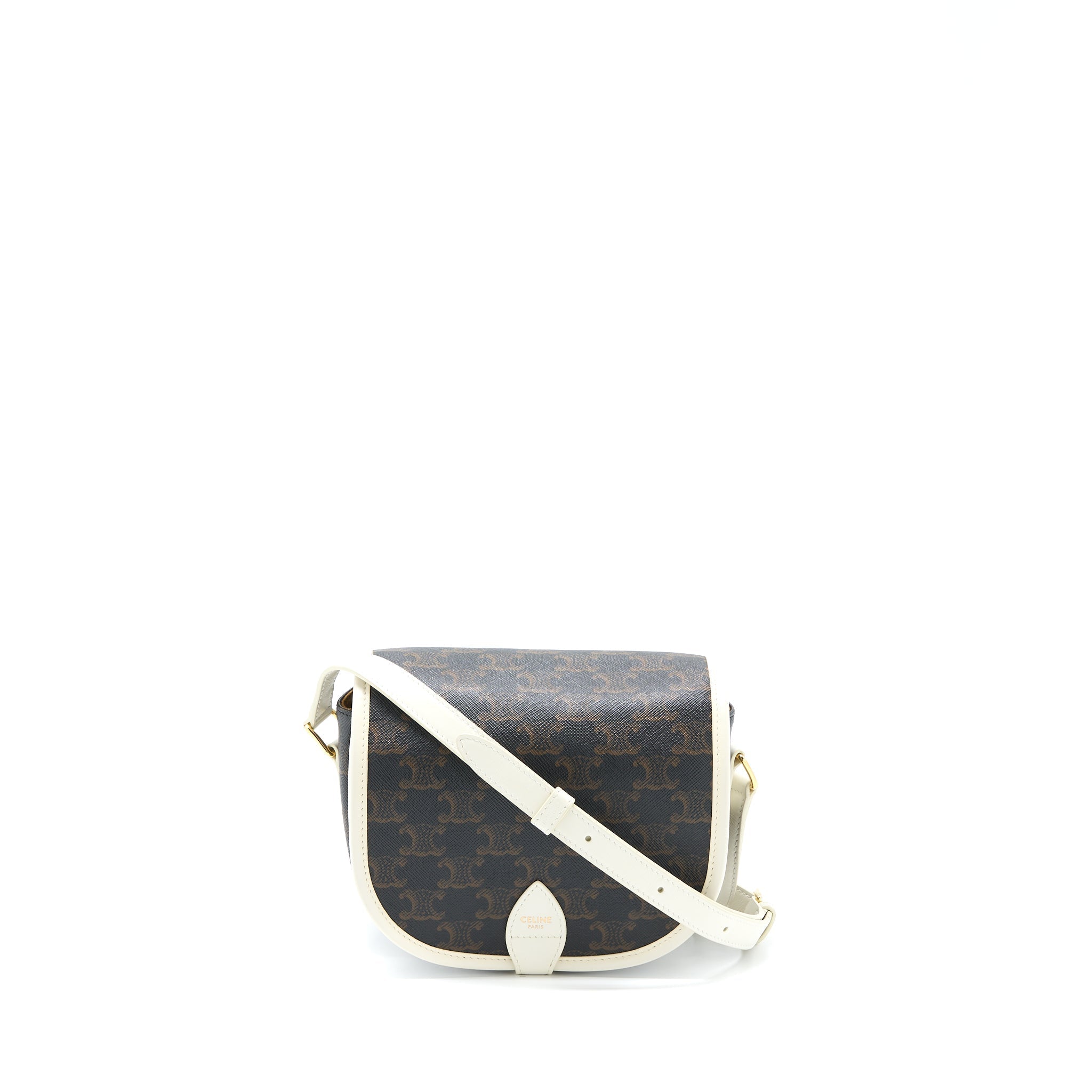 Celine Medium Folco Bag Triomphe Canvas/White LGHW