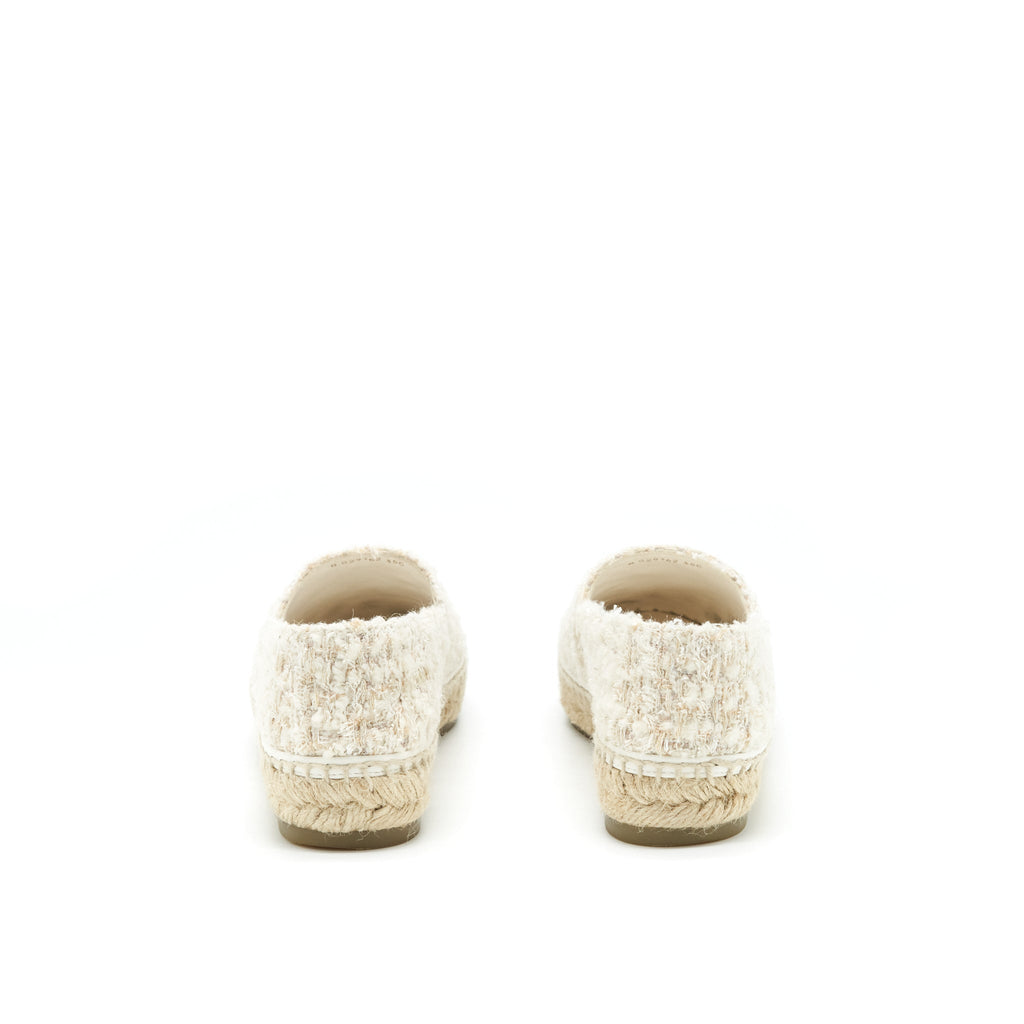 Chanel Size 35 Tweed Espadrilles White