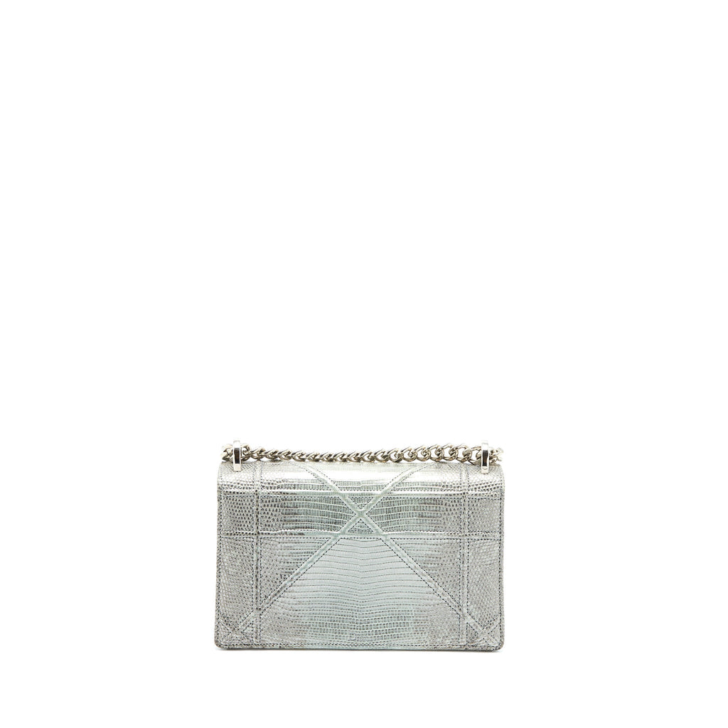 Dior Small Diorama Lizard Metallic Silver SHW