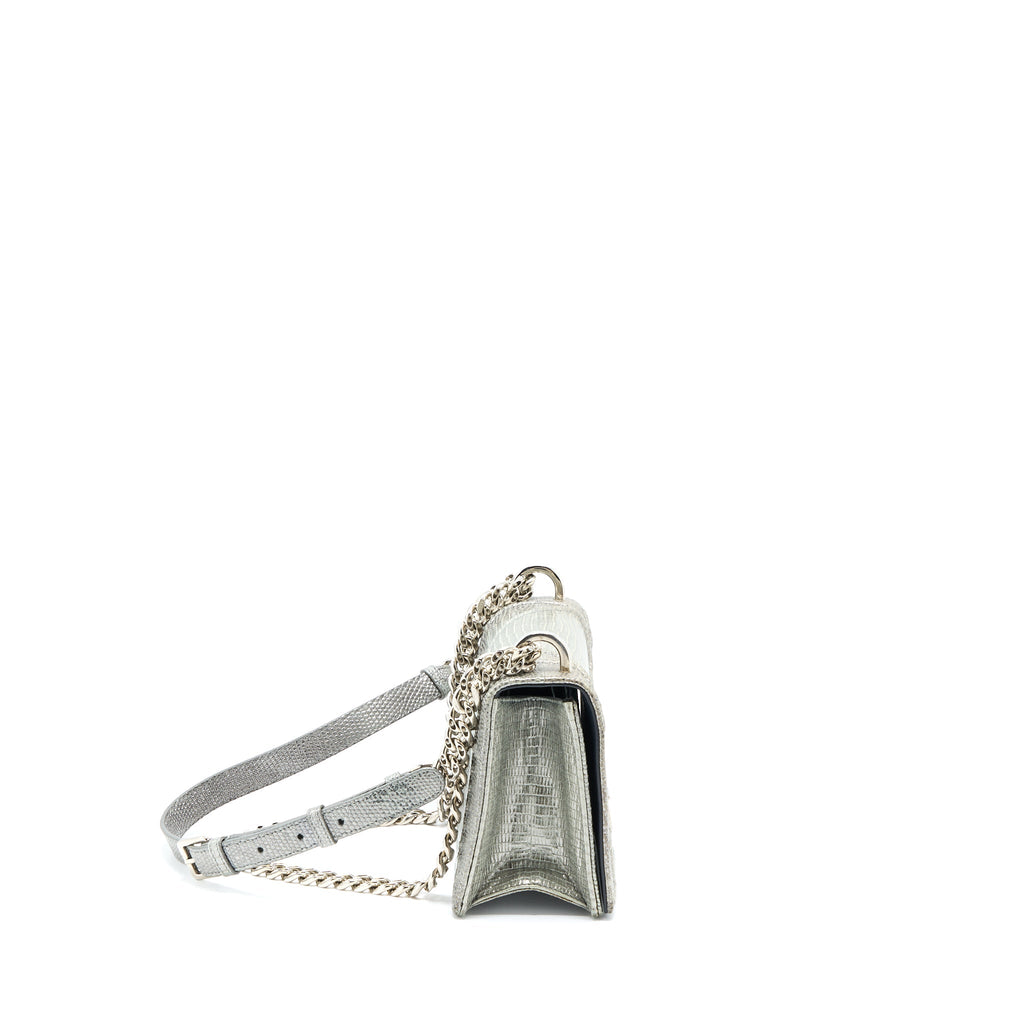 Dior Small Diorama Lizard Metallic Silver SHW