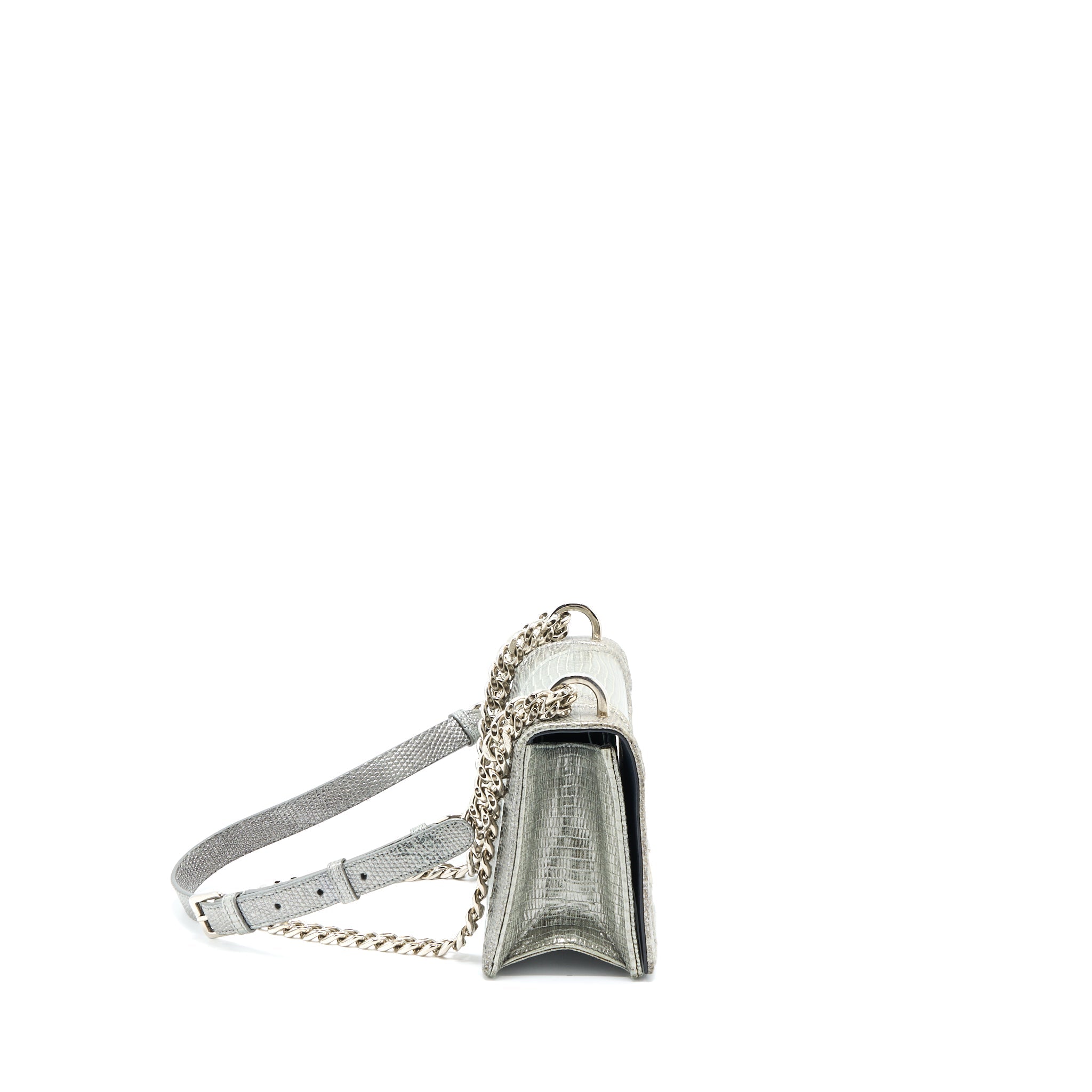Dior Small Diorama Lizard Metallic Silver SHW