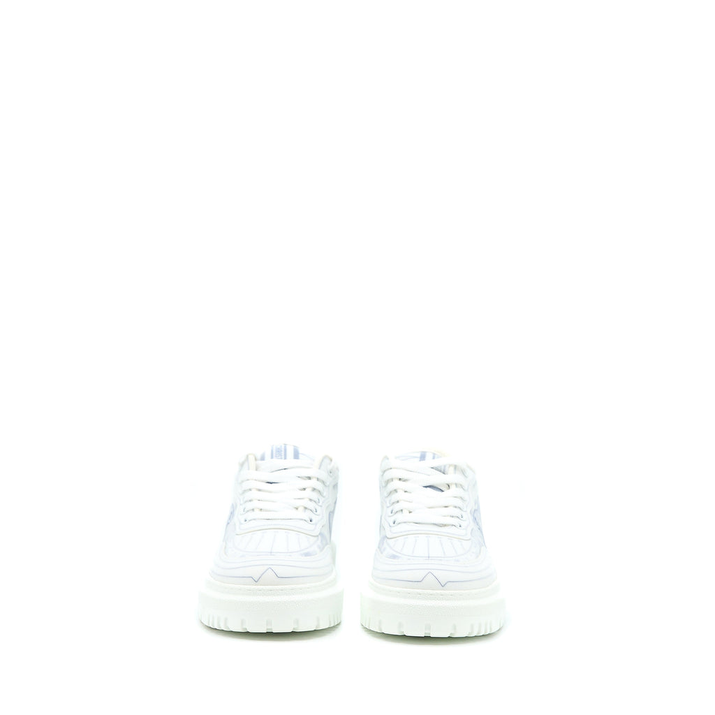 Dior Size 37 Addict Blue Toile De Jouy Technical Fabric Low Top Sneakers