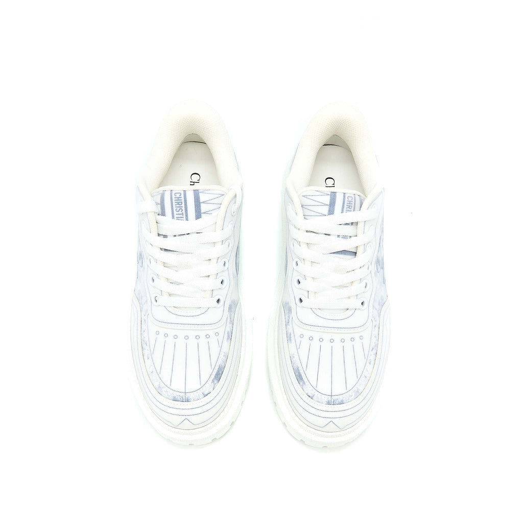 Dior Size 37 Addict Blue Toile De Jouy Technical Fabric Low Top Sneakers