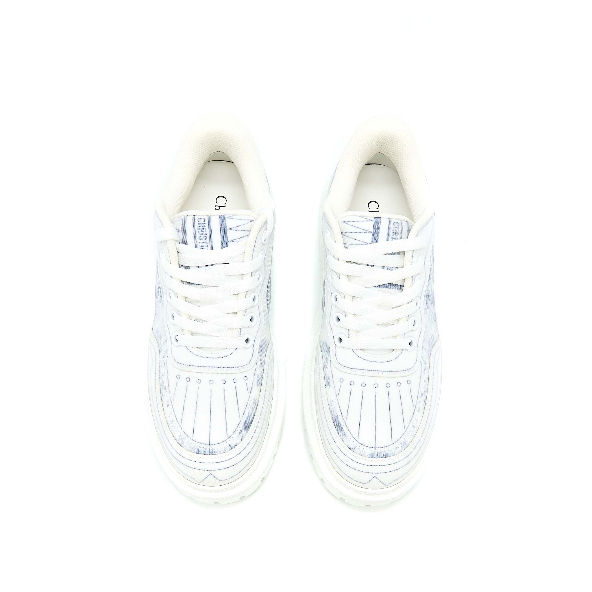 Dior Size 37 Addict Blue Toile De Jouy Technical Fabric Low Top Sneakers