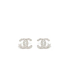 Chanel CC And Star Earrings Silver Tone