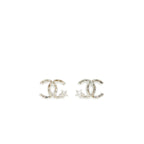 Chanel CC And Star Earrings Silver Tone