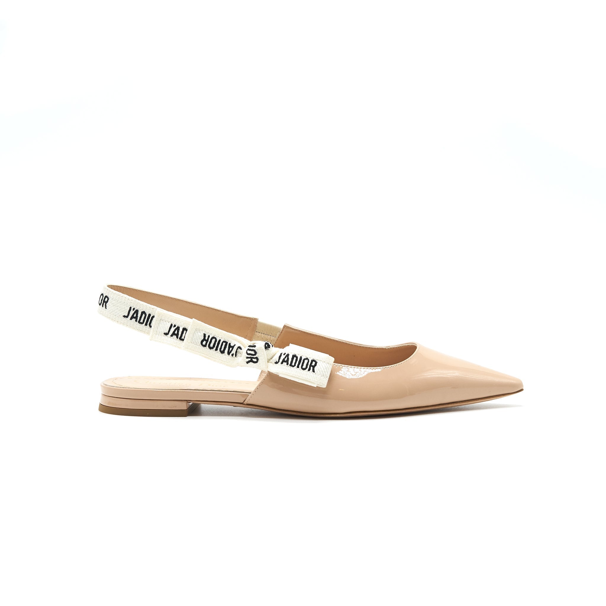 CHRISTIAN DIOR Slingback SIZE39 Ballet Flats Patent Leather Beige