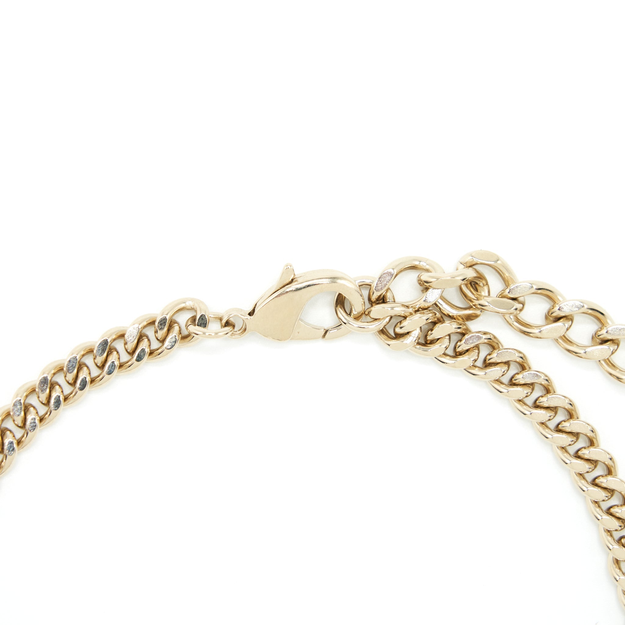 Chanel 22S CC Logo Choker/ Double Chain bracelet Light Gold Tone