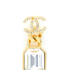 Chanel CC Logo And Crystal Drop Earring Gold Tone