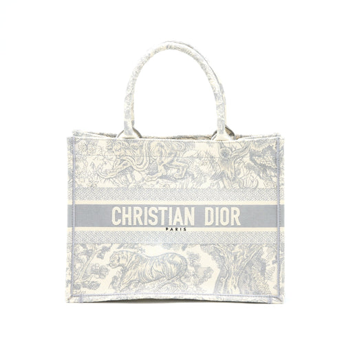 Dior Medium Book Tote Grey Toile De Jouy Embroidery