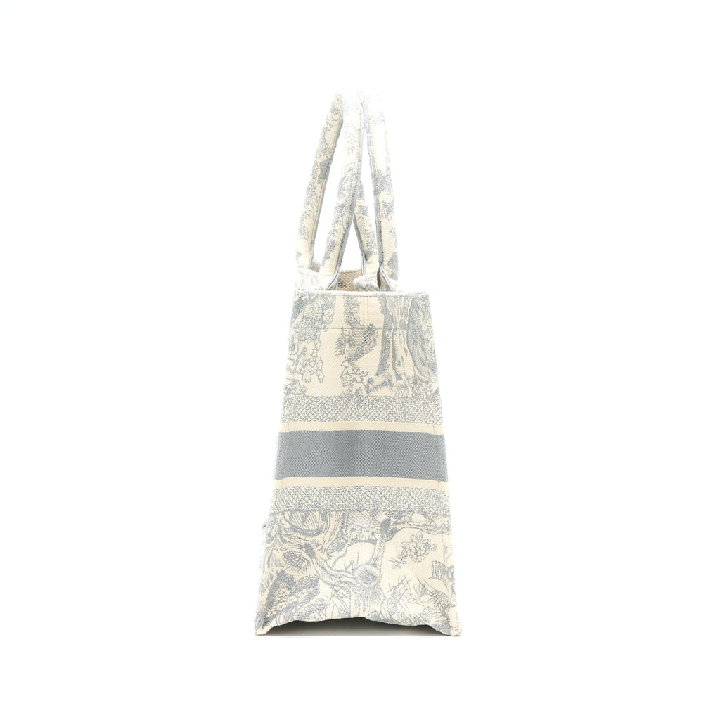 Dior Medium Book Tote Grey Toile De Jouy Embroidery