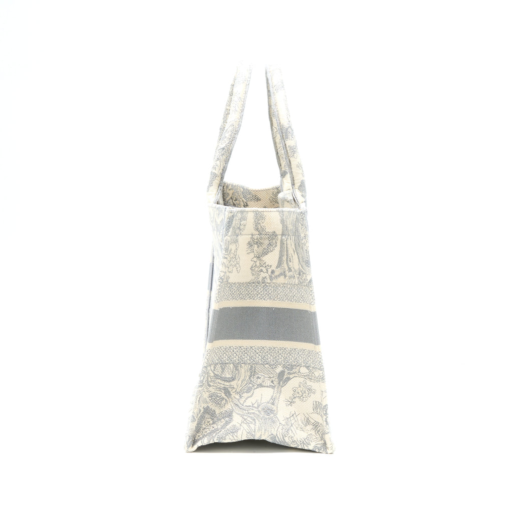 Dior Medium Book Tote Grey Toile De Jouy Embroidery