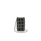 Chanel Gold Clutch O Chain Phone Holder black GHW