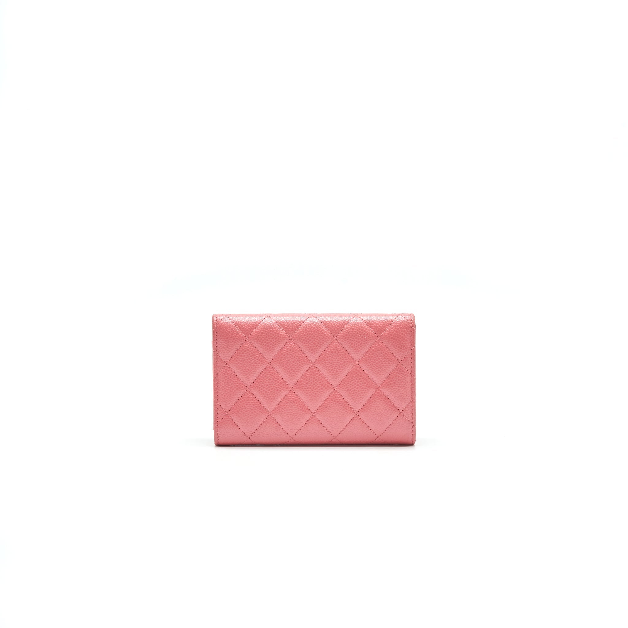 CHANEL CAVIAR MEDIUM FLAP WALLET ROSE PINK WITH GOLD CC LOGO