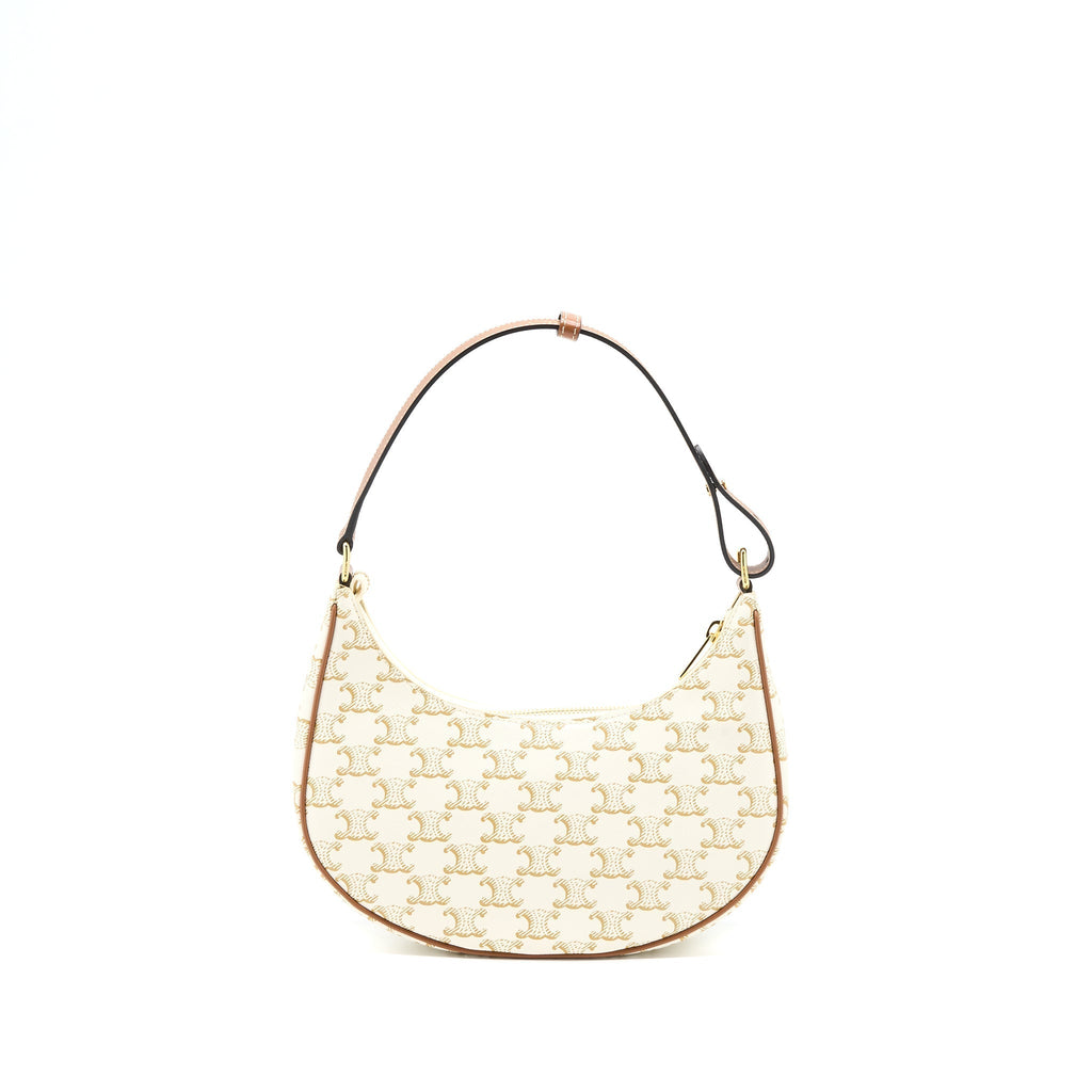 Celine Ava Bag in Triomphe Canvas/Calfskin White
