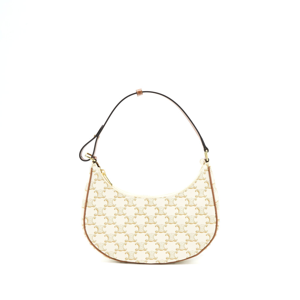 Celine Ava Bag in Triomphe Canvas/Calfskin White