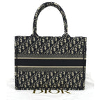 CHRISTIAN DIOR Book Small Oblique Embroidery Tote Bag Blue