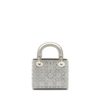 Dior Mini Lady Dior Satin Crystal Cannage Grey SHW