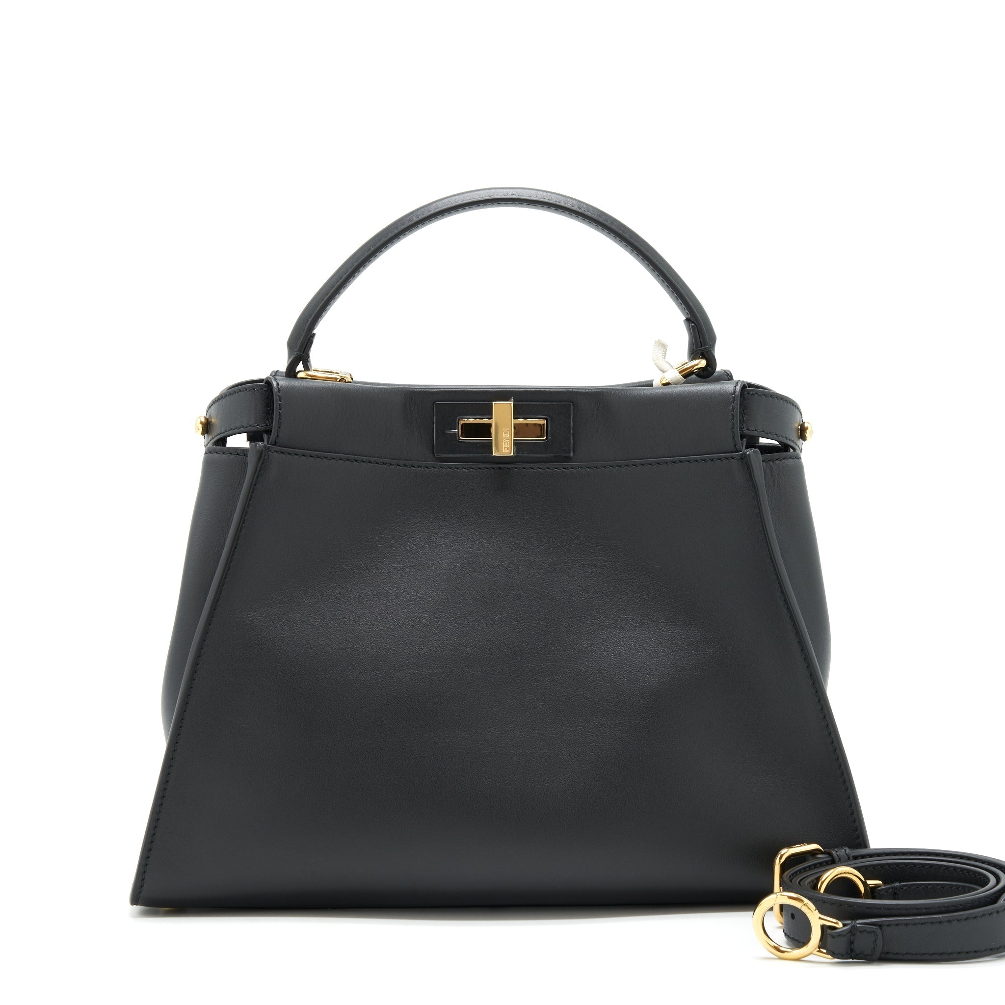 Fendi Medium Peekaboo Black Calfskin with Black/GHW
