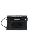 Saint Laurent/YSL Manhattan Shoulder Bag Shiny Croc-Embossed Black GHW