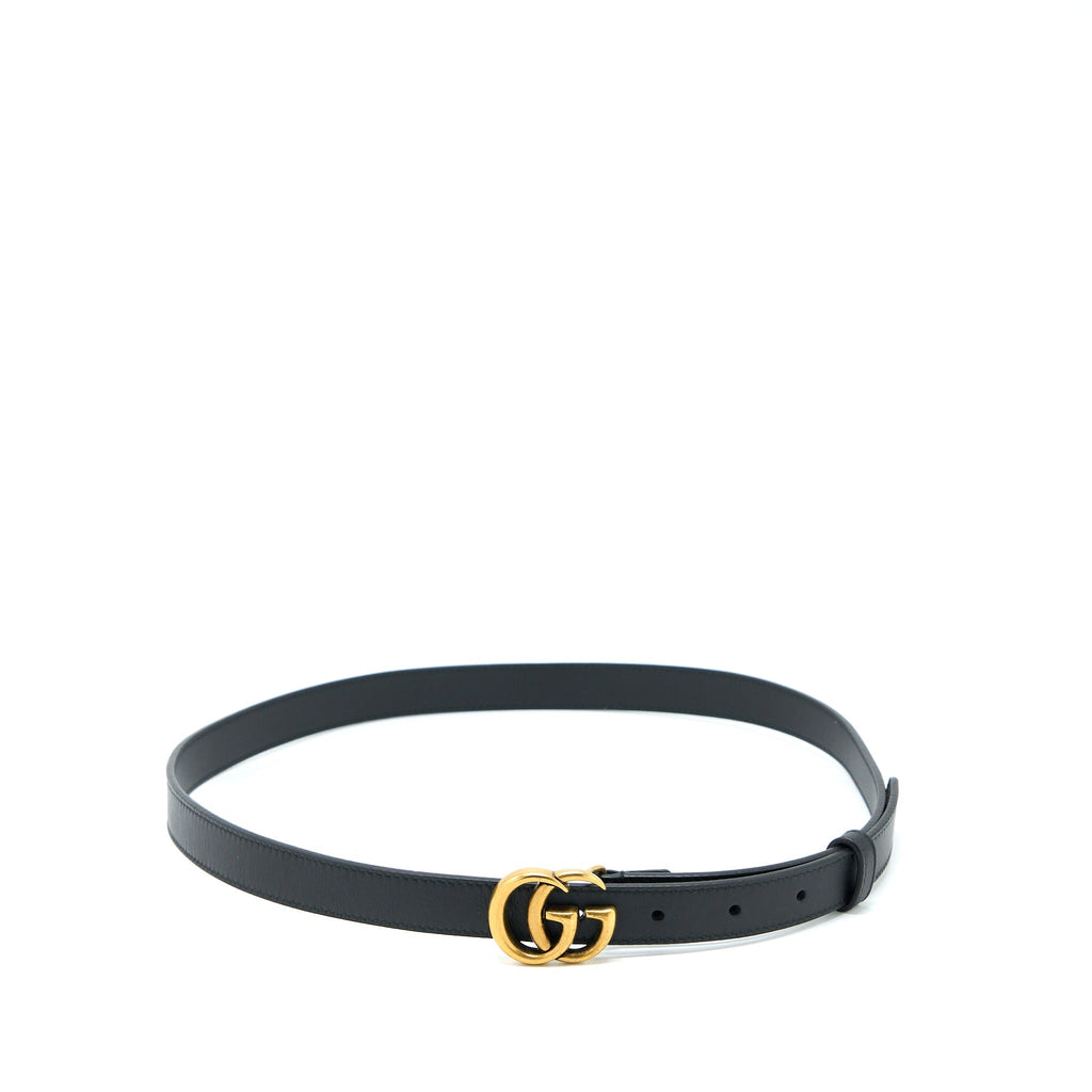 Gucci Size 85 GG 2cm Leather Belt Double G Buckle GHW
