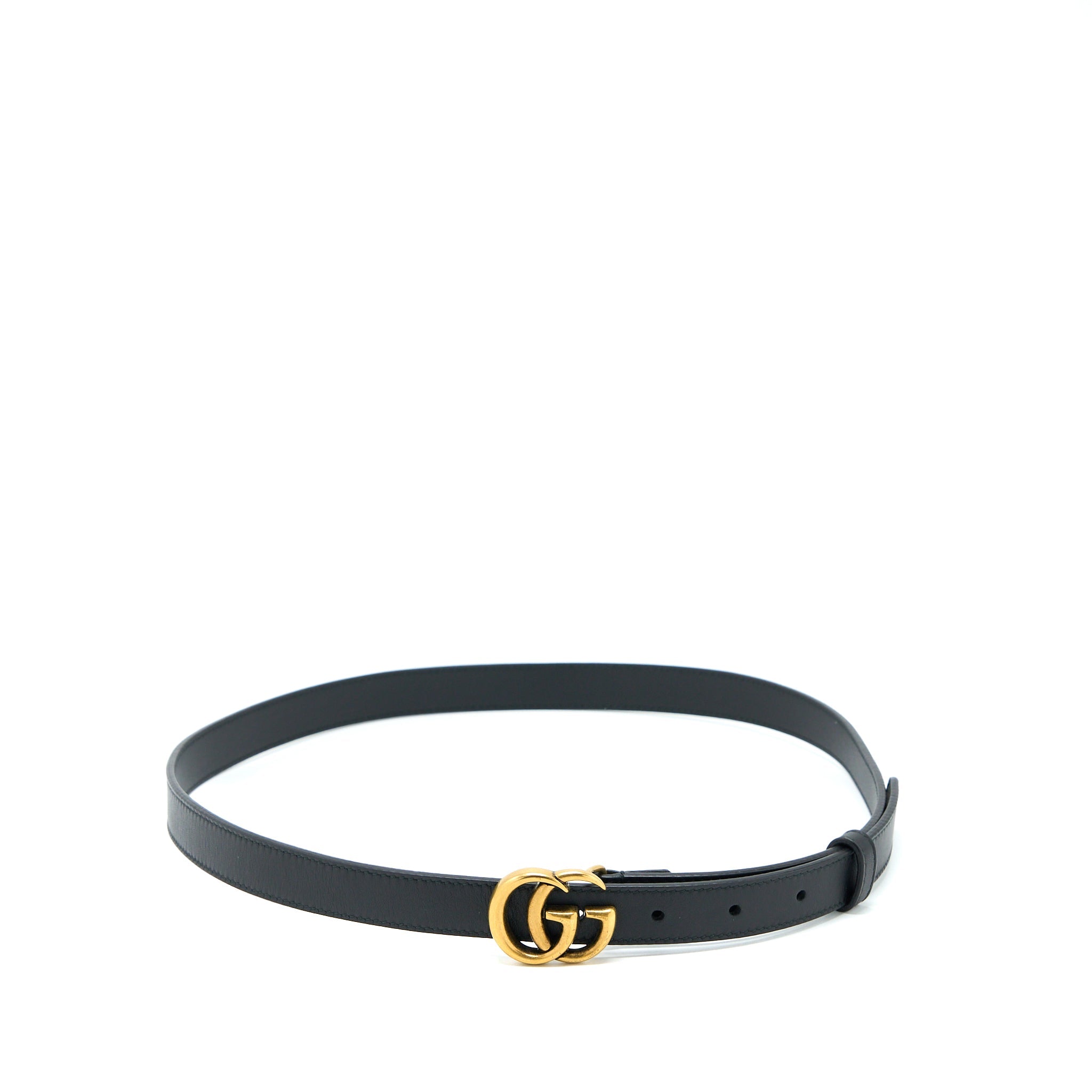 Gucci Size 85 GG 2cm Leather Belt Double G Buckle GHW