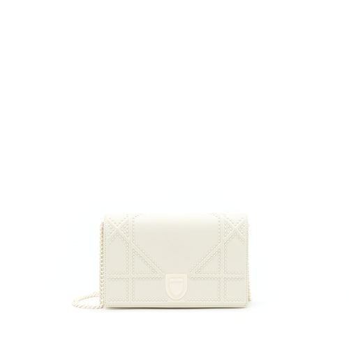Dior Diorama Wallet On Chain White With White Hardware