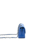 Chanel Mini Rectangular Flap Bag Chevron Lambskin Blue LGHW