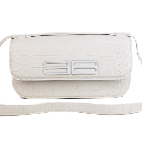 Balenciaga Gossip Small Bag Crocodile Embossed in white
