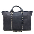Chanel Large deauville Tote bag Denim Navy SHW