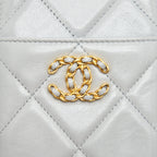 Chanel 19 Phone And Card Holder Small pouch Lambskin Grey GHW