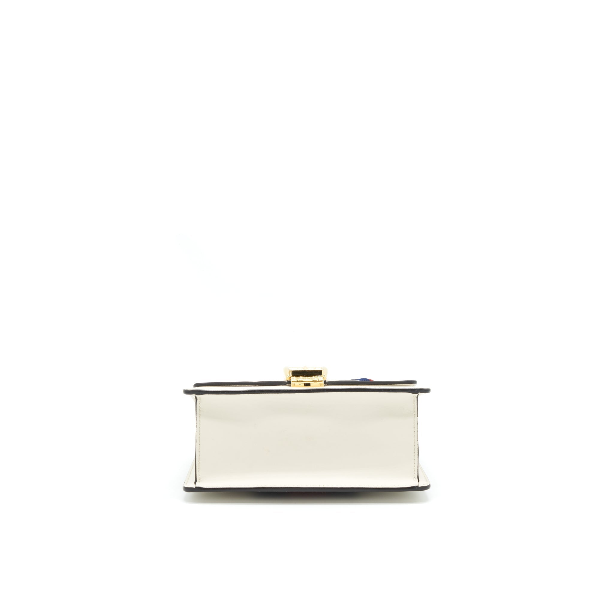 GUCCI SYLVIE MINI LEATHER CHAIN BAG IN WHITE GHW