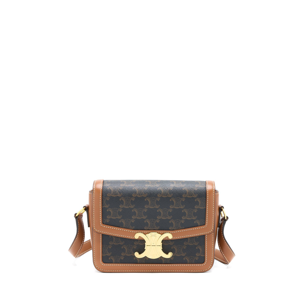 Celine Teen Triomphe Bag In Triomphe Canvas And Calfskin