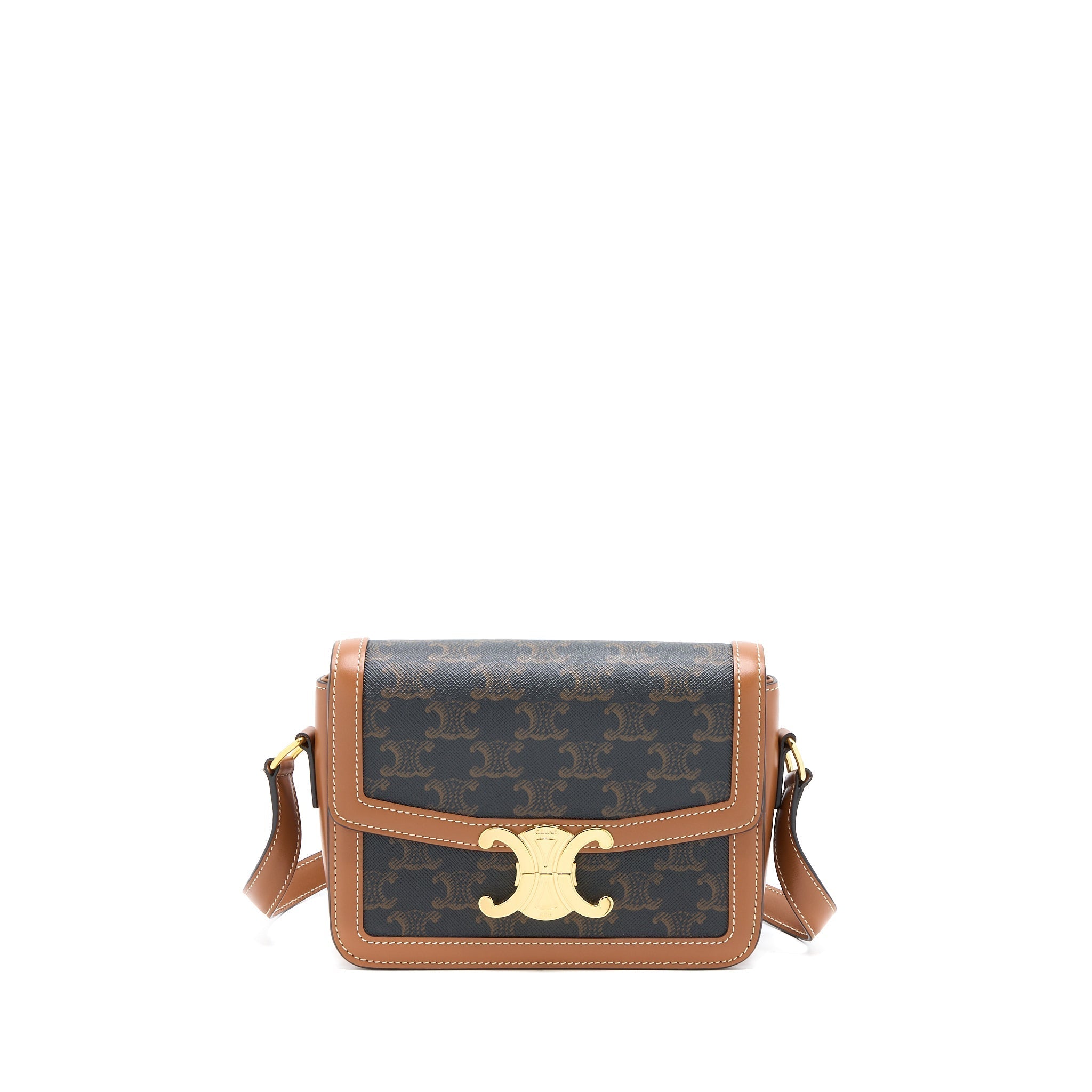 Celine Teen Triomphe Bag In Triomphe Canvas And Calfskin