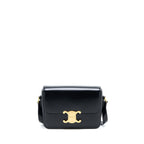 Celine Teen Triomphe Bag In Shiny Calfskin Black