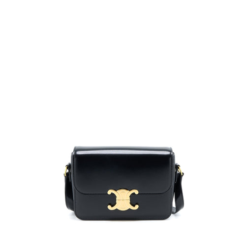 Celine Teen Triomphe Bag In Shiny Calfskin Black