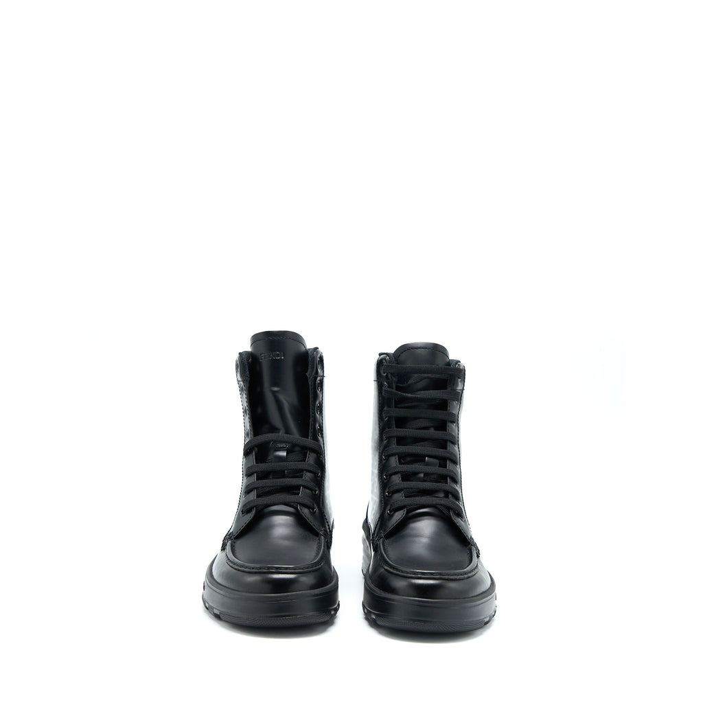 Fendi Size 6 FF Print Boots Calfskin Black