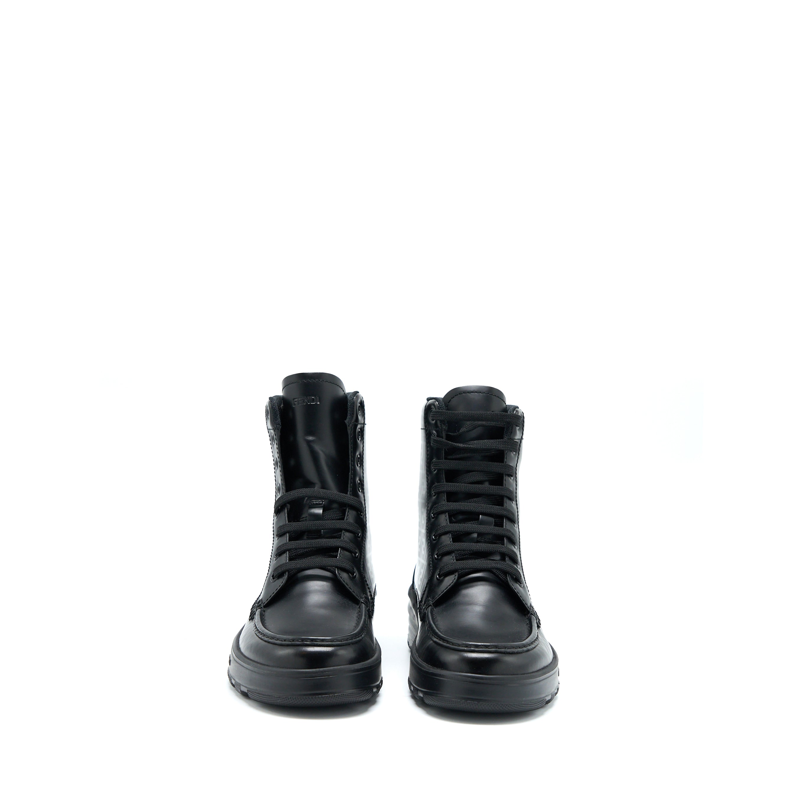 Fendi Size 6 FF Print Boots Calfskin Black