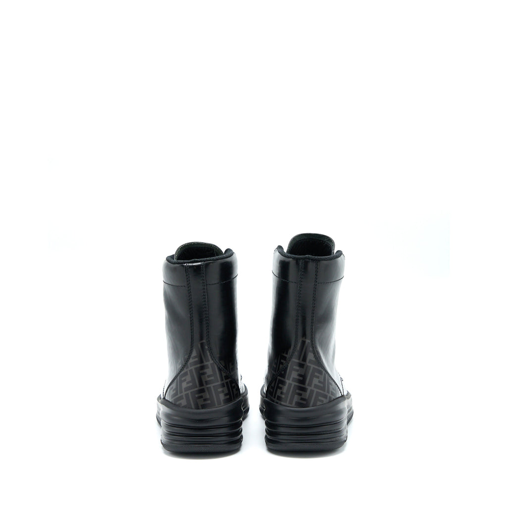 Fendi Size 6 FF Print Boots Calfskin Black