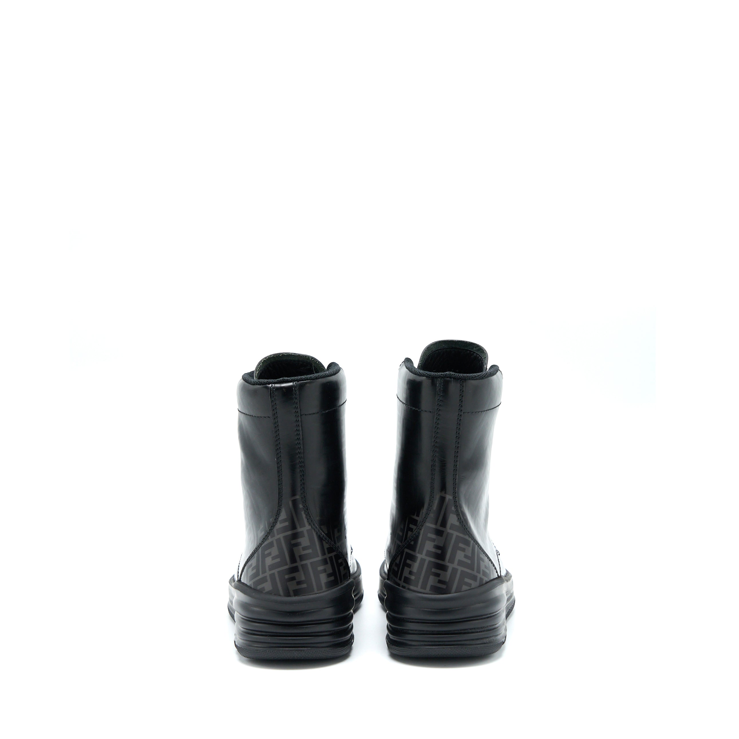Fendi Size 6 FF Print Boots Calfskin Black