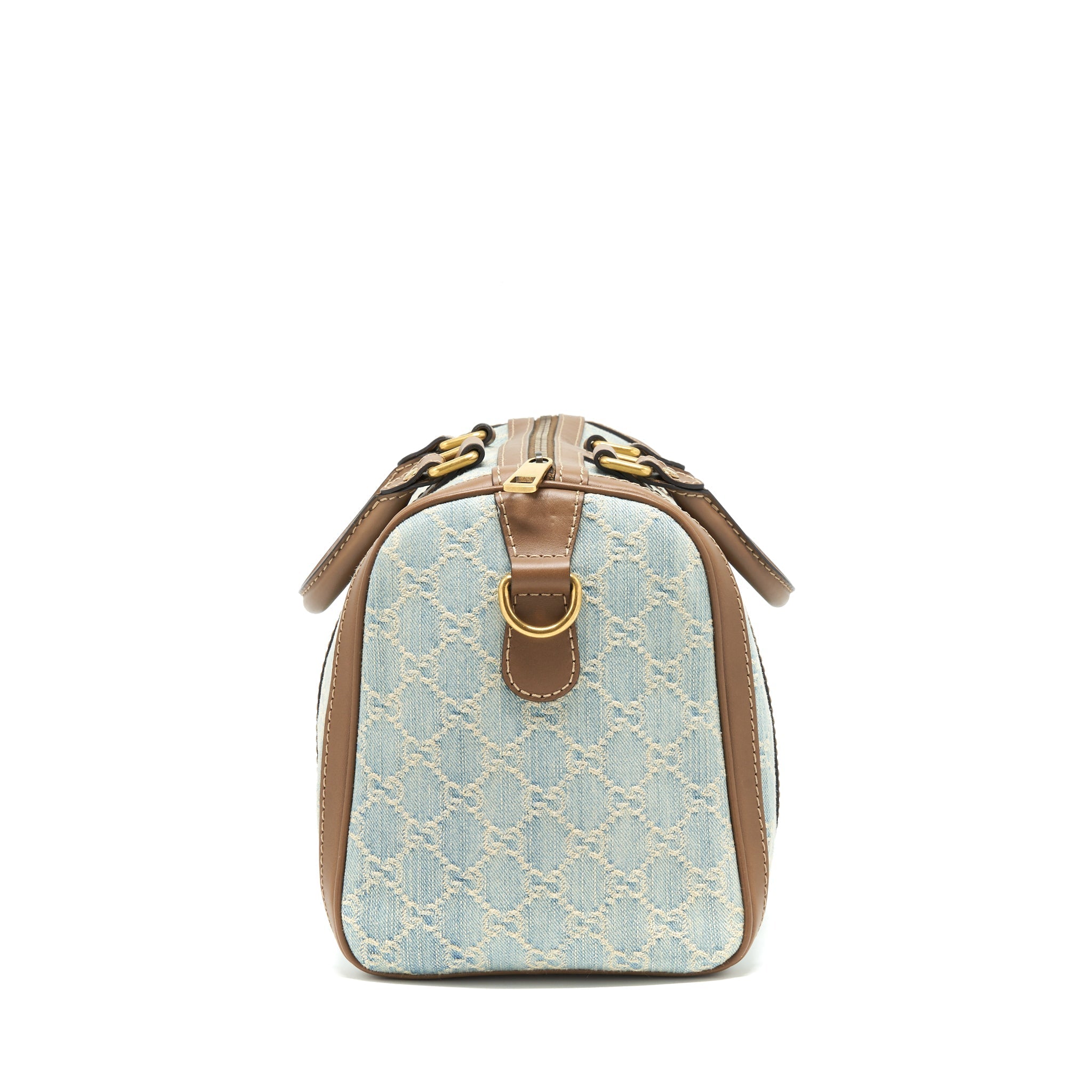 Gucci GG Denim Boston Bag With Cross Body Strap